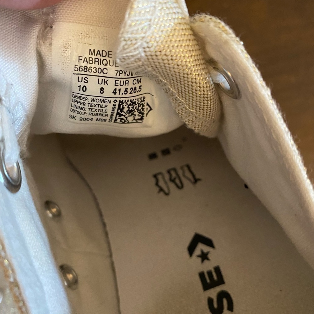 Converse all star low platform metallic gold coated canvas sneakers womens 10 - Picture 7 of 9